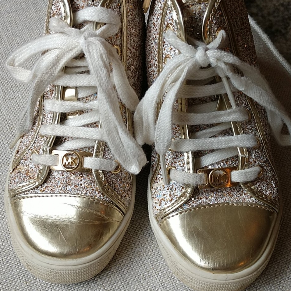 Gold glitter high tops Michael Kors